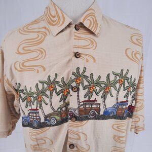 Woody Car Hawaiian Camp Shirt Men's XL Button-Up Adirondack Trading Company